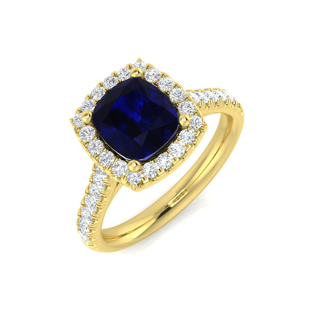 Diamond Weswyb Blue Sapphire Ring | 2ct | Hallmarked Gold & Platinum