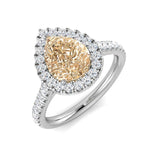 Morganite Diamond Halo Engagement Ring | Pear Morganite with Round Diamonds| 1ct - 5ct