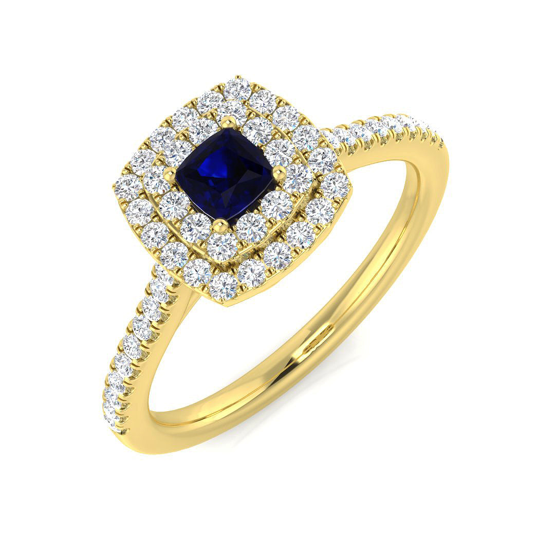 Diamond Pembroke Blue Sapphire Ring | 0.5ct