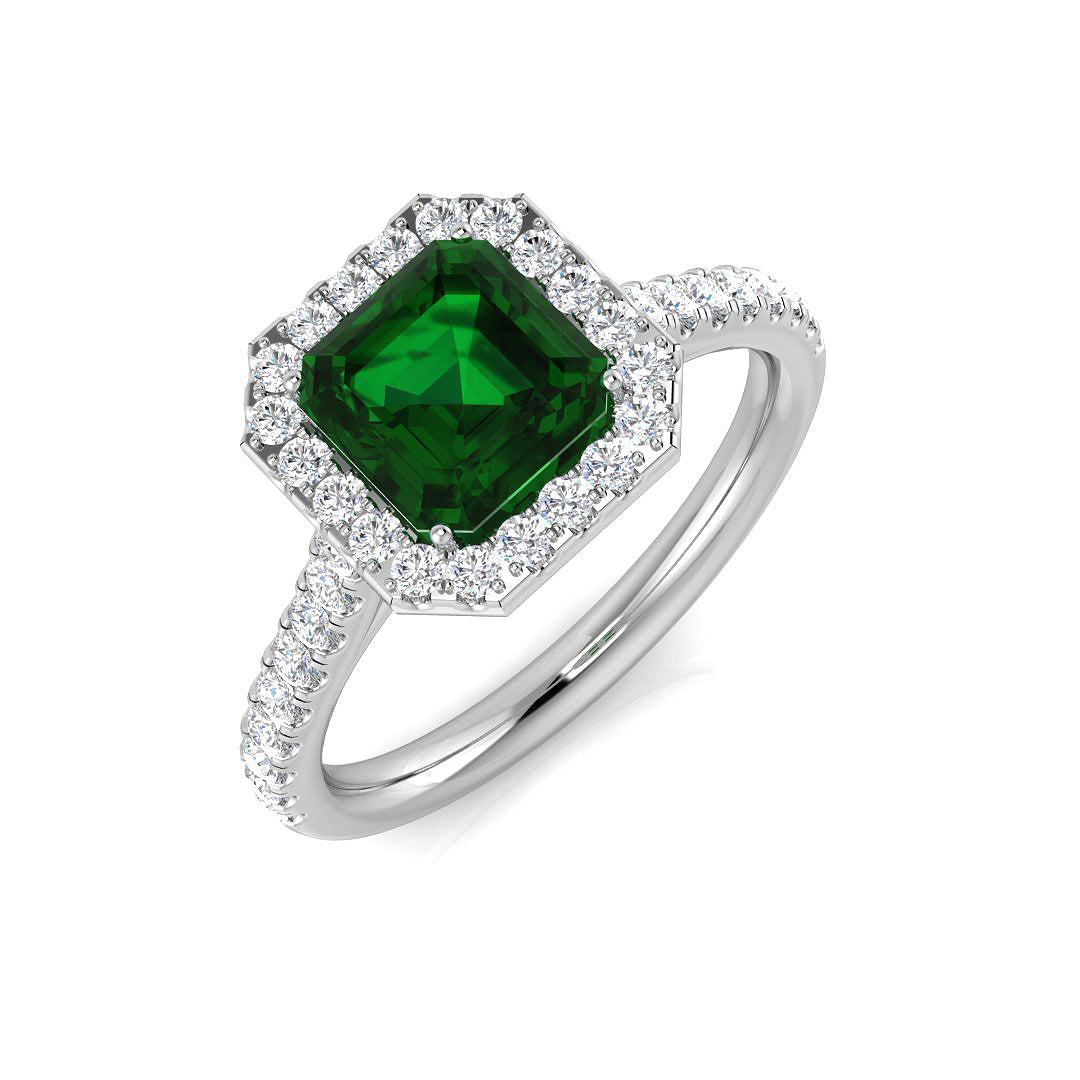 Emerald Halo Engagement Ring