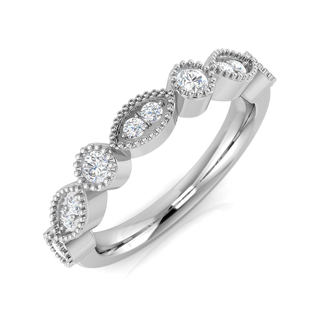 Elegant 0.33Ct White Gold Vintage Diamond Stackable Band Ring