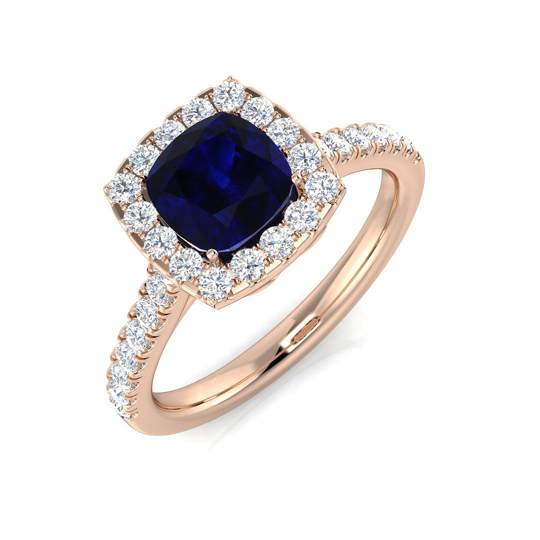Diamond Peebsek Blue Sapphire Ring | 1ct - 1.25ct