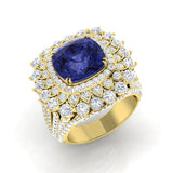 Floral Tanzanite Ring with Natural Diamonds