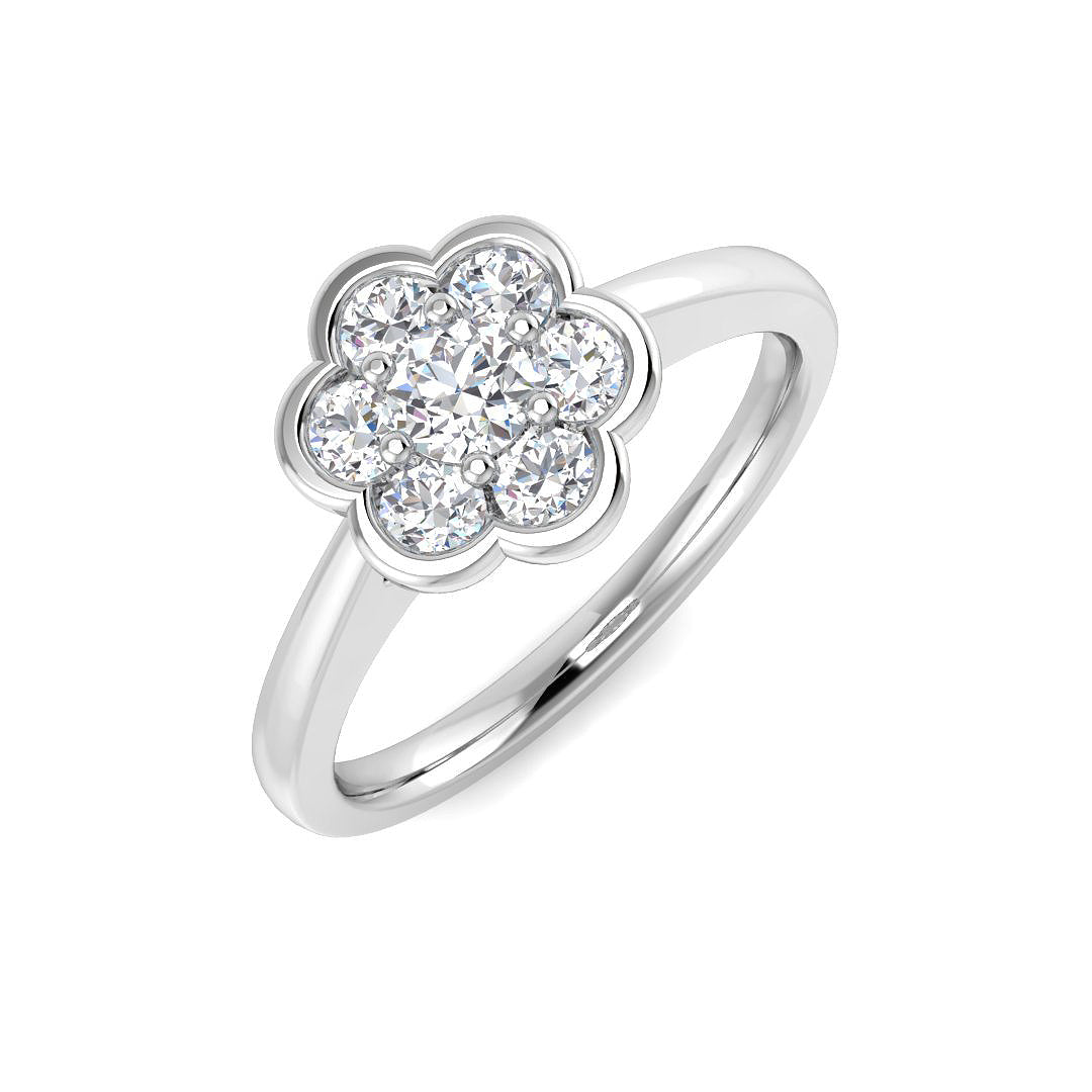 0.50Ct 7 Stone Flower Halo Diamond Ring | Lab & Natural | Gold & Platinum