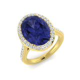 Oval Cut Tanzanite & Round Diamond Halo Engagement Ring | UK Hallmarked Gold & Platinum