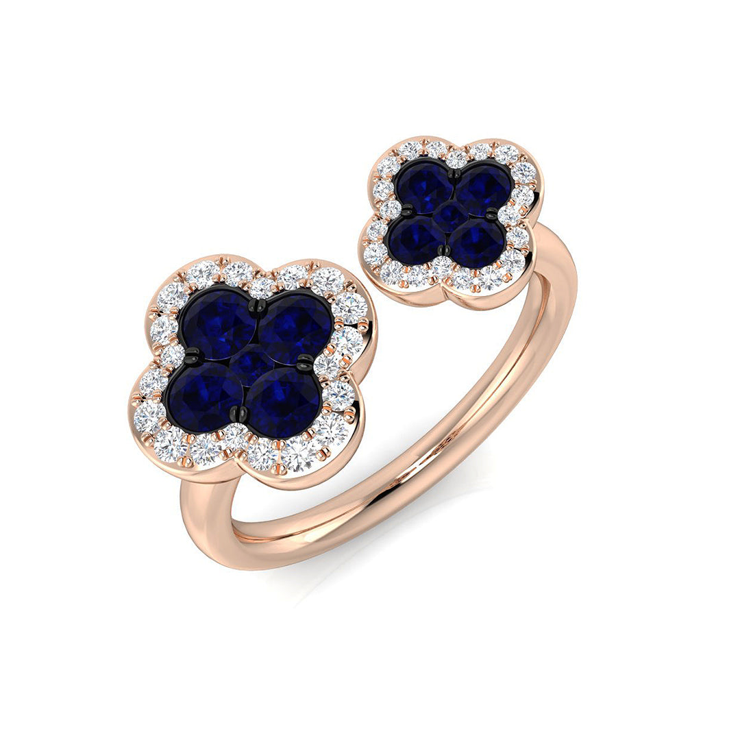 Diamond Dubbottar Blue Sapphire Ring | 0.75ct - 1.25ct