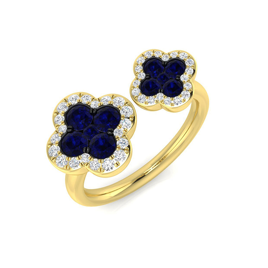 Diamond Dubbottar Blue Sapphire Ring | 0.75ct - 1.25ct