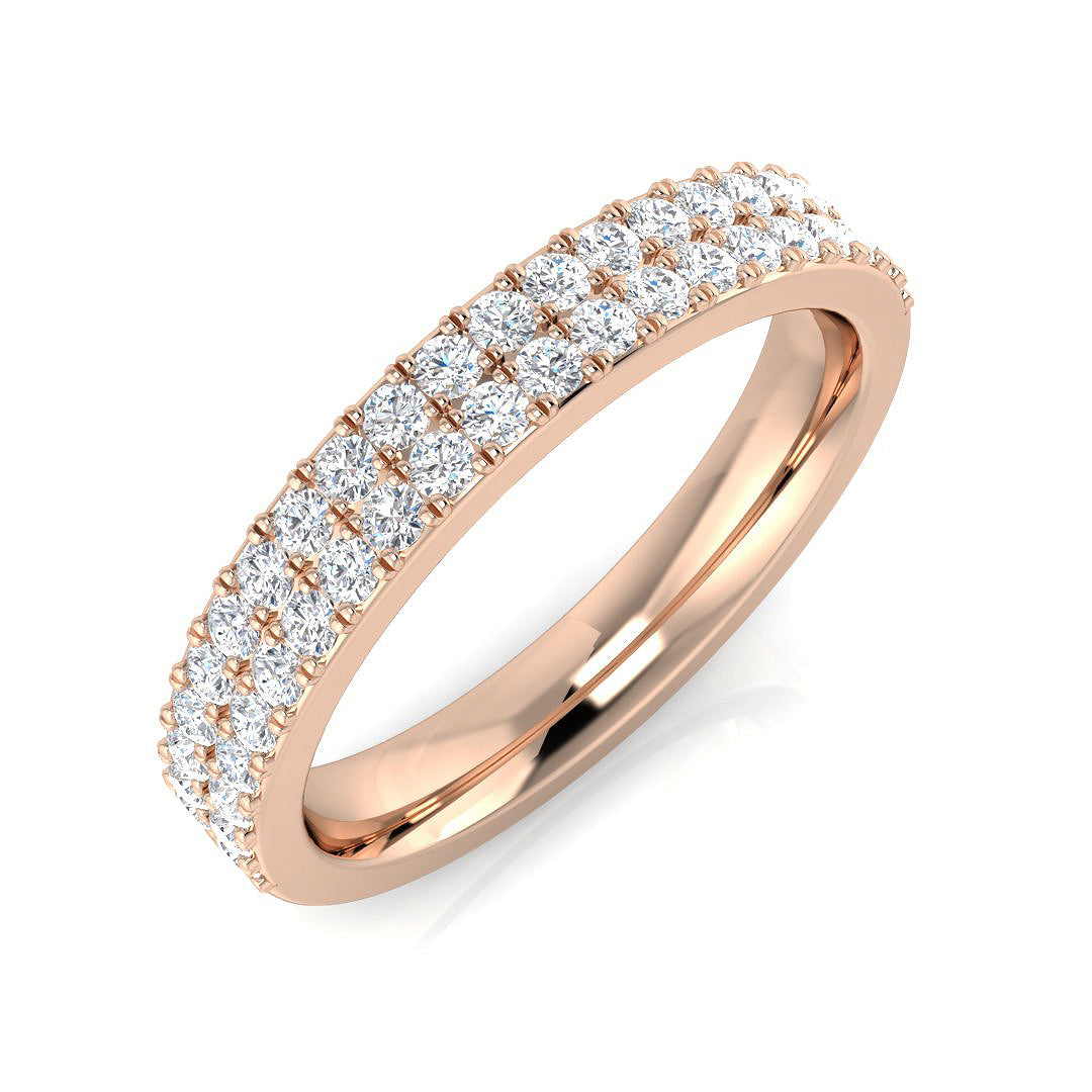 Stunning 0.50Ct Rose Gold Double Row Diamond Eternity Band Ring