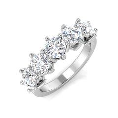 2.10Carat D-E/VS Lab Grown Diamond 5 Stone Wedding Ring 9k White Gold Ready To Ship