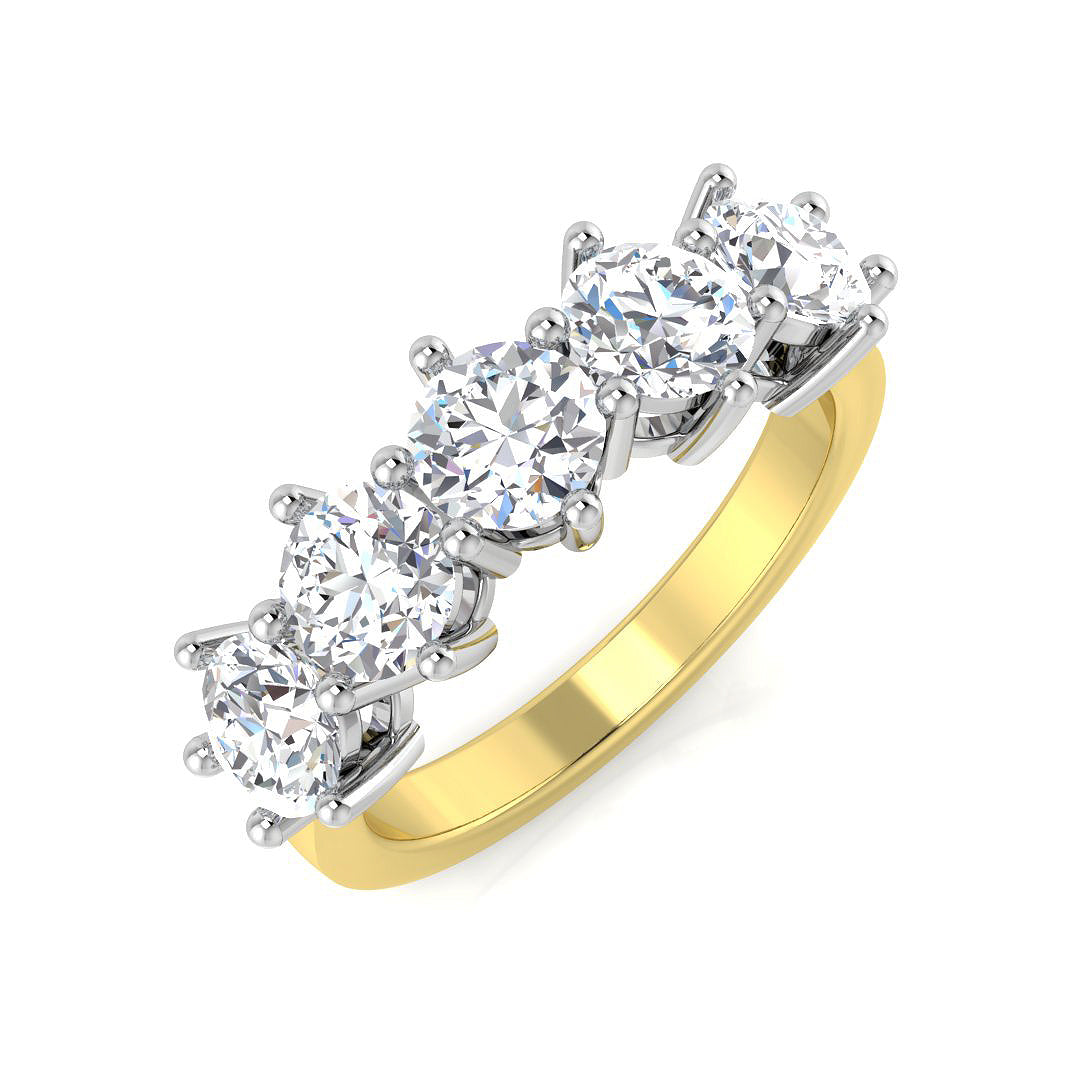 2.10Carat DE/VS Lab Grown Diamond 5 Stone Ring 9k Yellow Gold Ready To Ship