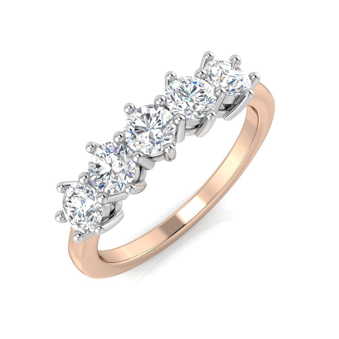 5-Stone Ring Lab Grown Diamond 0.97-2.01ct D/VVS Round Cut