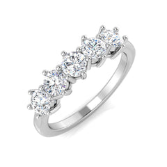1.00Carat D-E/VS Lab Grown Diamond 5 Stone Wedding Ring 9k White Gold Ready To Ship