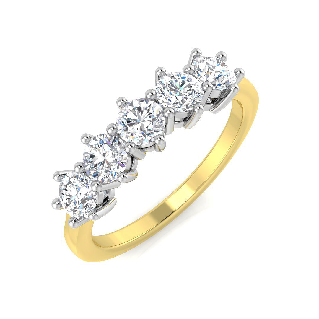 5-Stone Ring Lab Grown Diamond 0.97-2.01ct D/VVS Round Cut