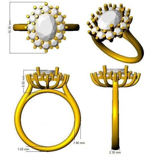Blue Sapphire Diamond Halo Engagement Ring | Oval Cut | 1.25ct - 6ct
