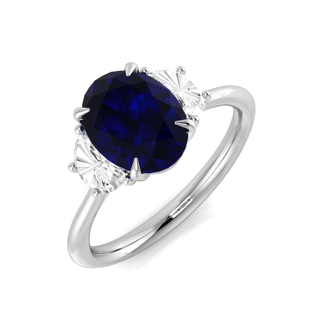 Diamond Chepktow Blue Sapphire Ring | ct | Hallmarked Gold & Platinum