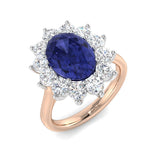 Blue Sapphire Diamond Halo Engagement Ring | Oval Cut | 1.25ct - 6ct