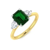 Green Emerald Trilogy Engagement Ring