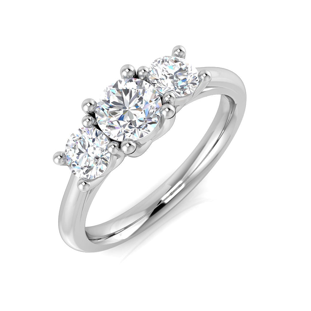 1.10Carat DE/VS Lab Grown Diamond 3 Stone Ring 950 Platinum Ready To Ship