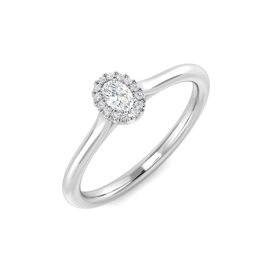 Natural Oval & Round Cut Diamond Halo Engagement Ring