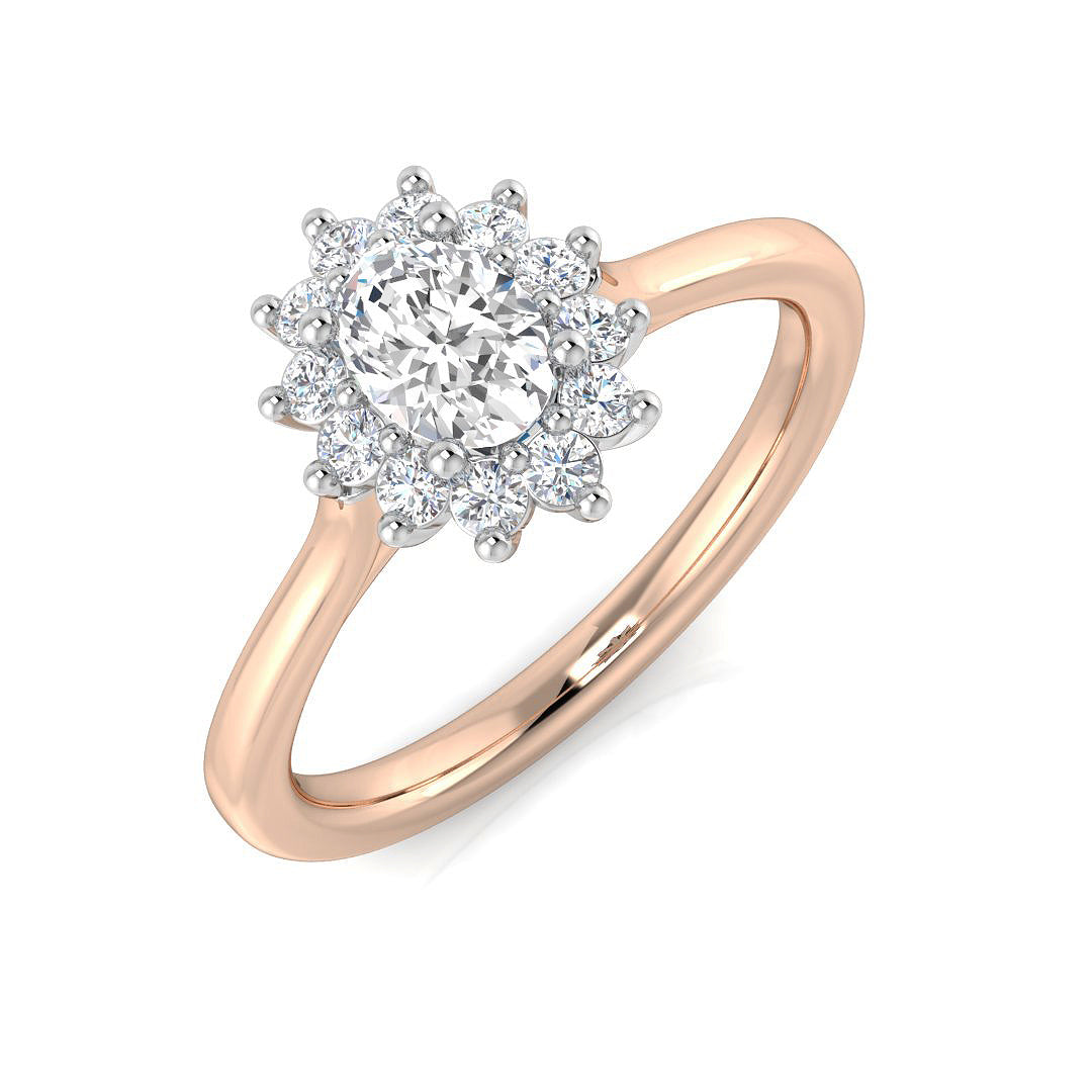 Round Diamond Floral Cluster Halo Ring 0.50ct | UK Hallmarked Gold & Platinum
