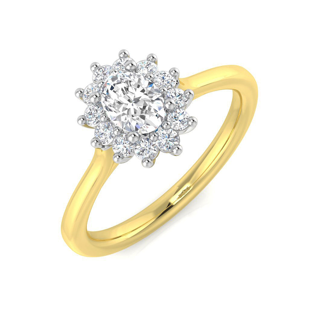 Round Diamond Floral Cluster Halo Ring 0.50ct | UK Hallmarked Gold & Platinum