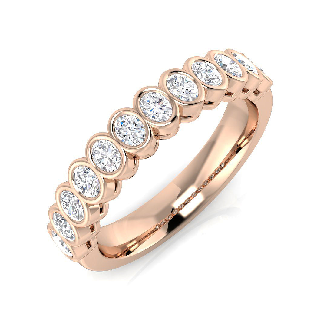 Elegant 0.50Ct Oval Bezel Diamond Eternity Ring – Secure & Stylish White Gold Band
