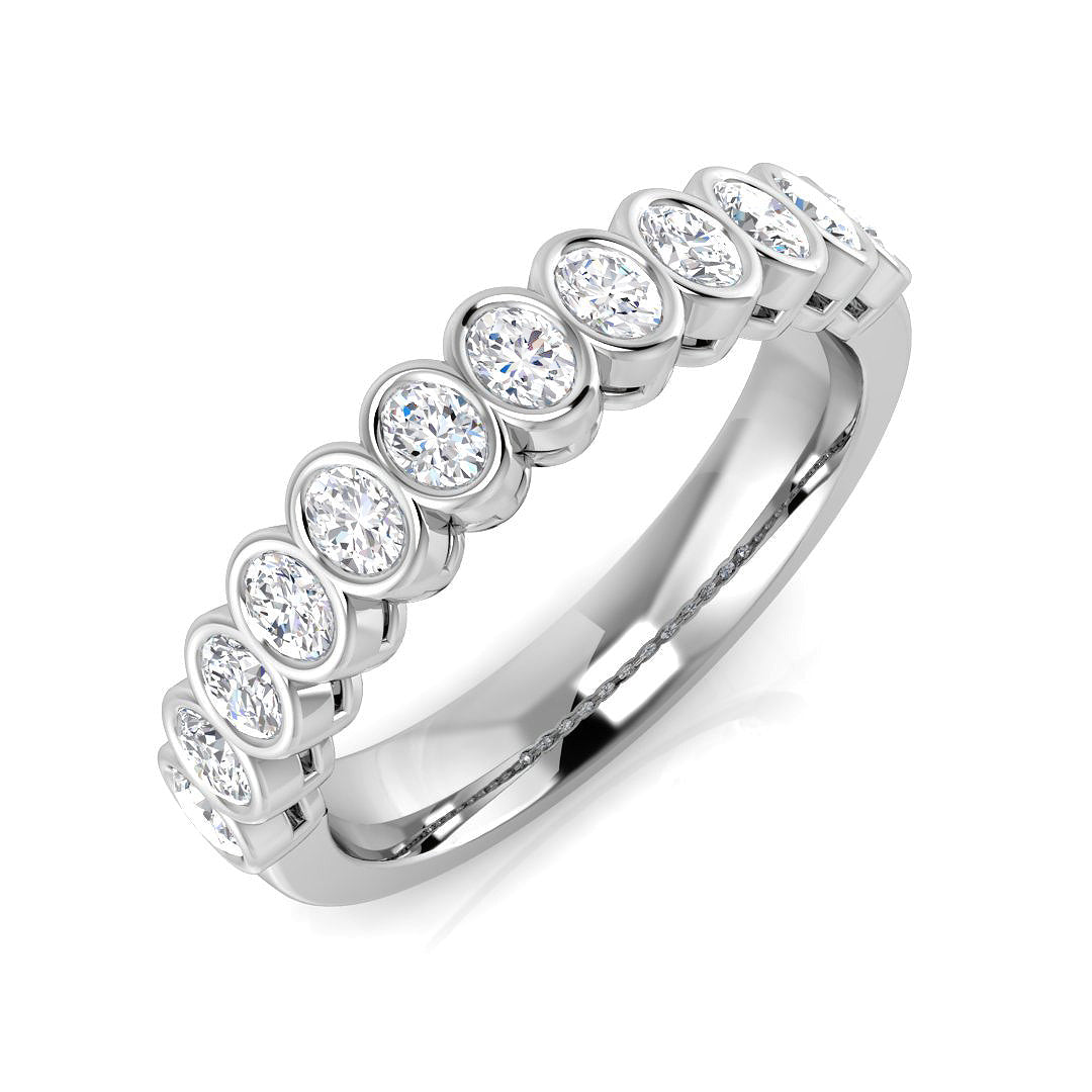 Elegant 0.50Ct Oval Bezel Diamond Eternity Ring – Secure & Stylish White Gold Band