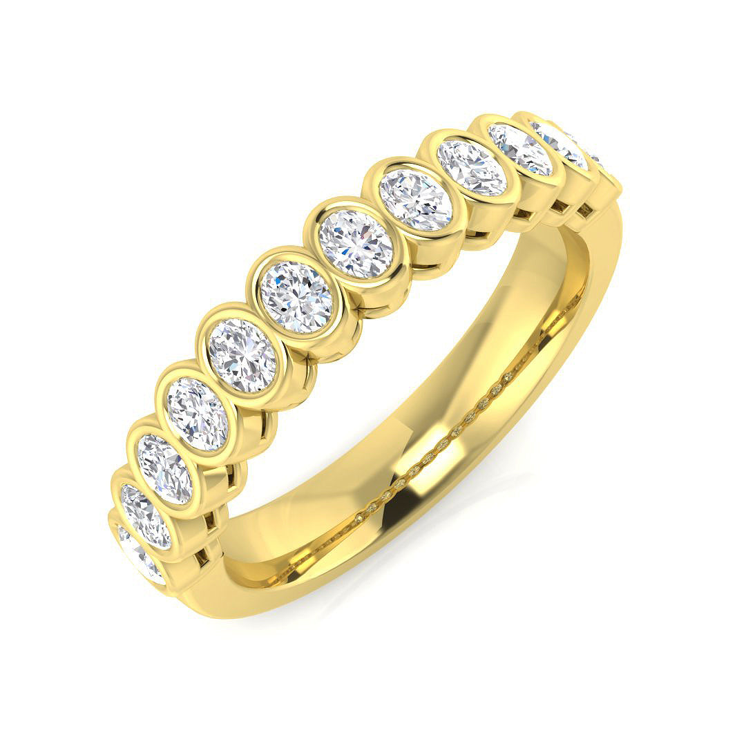 Elegant 0.50Ct Oval Bezel Diamond Eternity Ring – Secure & Stylish White Gold Band