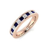 Blue Sapphire Half Eternity Ring for Bride