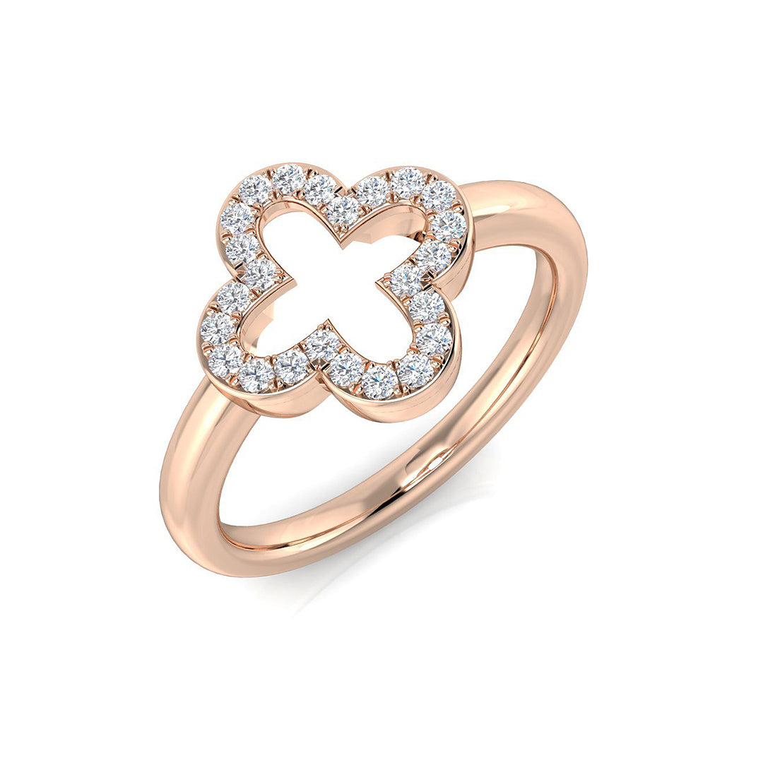 Diamond Clover Cluster Ring | 0.15ct | Hallmarked Gold & Platinum