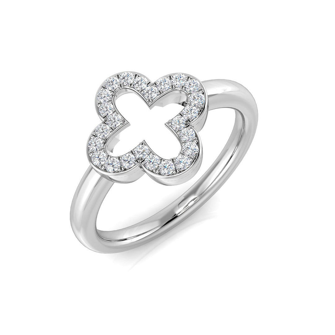 Diamond Clover Cluster Ring | 0.15ct | Hallmarked Gold & Platinum
