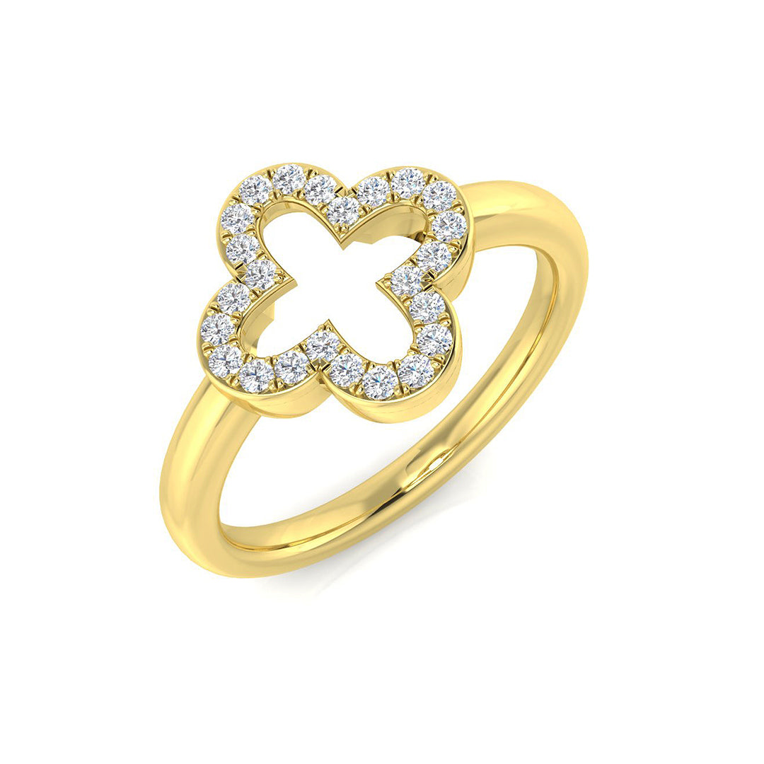 Diamond Clover Cluster Ring | 0.15ct | Hallmarked Gold & Platinum