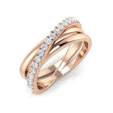 Elegant 0.30Ct White Gold Crossover Diamond Ring – Interlocking Triple Band Design