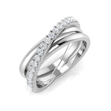 Elegant 0.30Ct White Gold Crossover Diamond Ring – Interlocking Triple Band Design