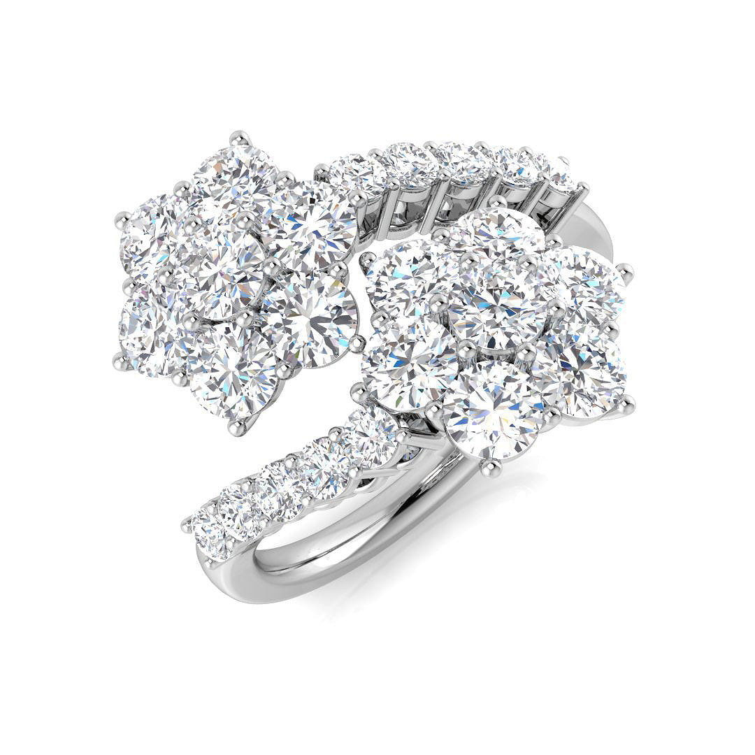 Round Fancy Cluster Diamond Ring 2ct | UK Hallmarked