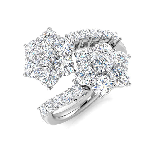 Round Fancy Cluster Diamond Ring 2ct | UK Hallmarked