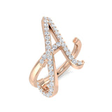 0.45 Carat Round Diamond Micro Pavé Letter A Initial Ring