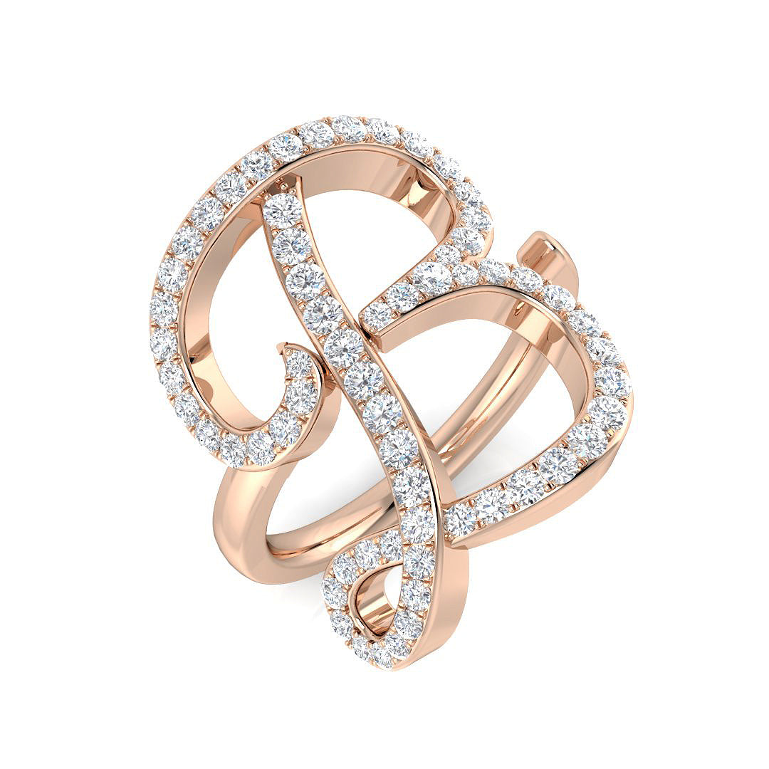 0.75ct Diamond Letter B Ring in UK Hallmarked Gold