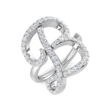 0.75 Carat Round Diamond Micro Pavé Letter B Initial Ring