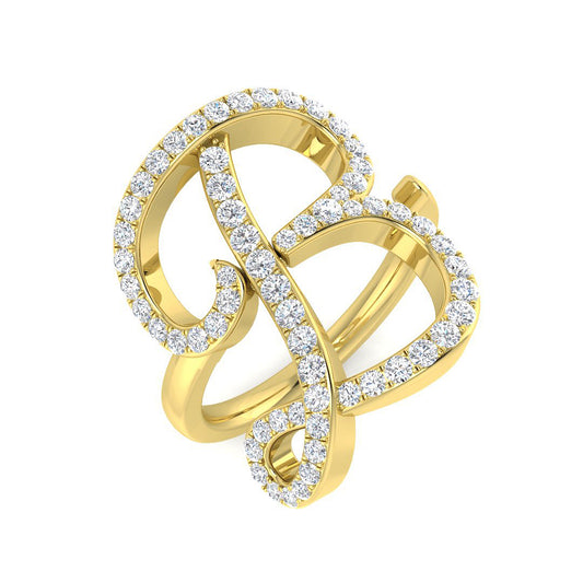 0.75ct Diamond Letter B Ring in UK Hallmarked Gold