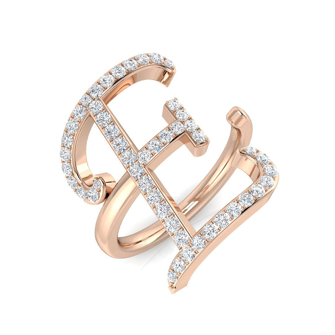 Diamond Albemarle Initials Ring | 0.5ct | Hallmarked Gold & Platinum