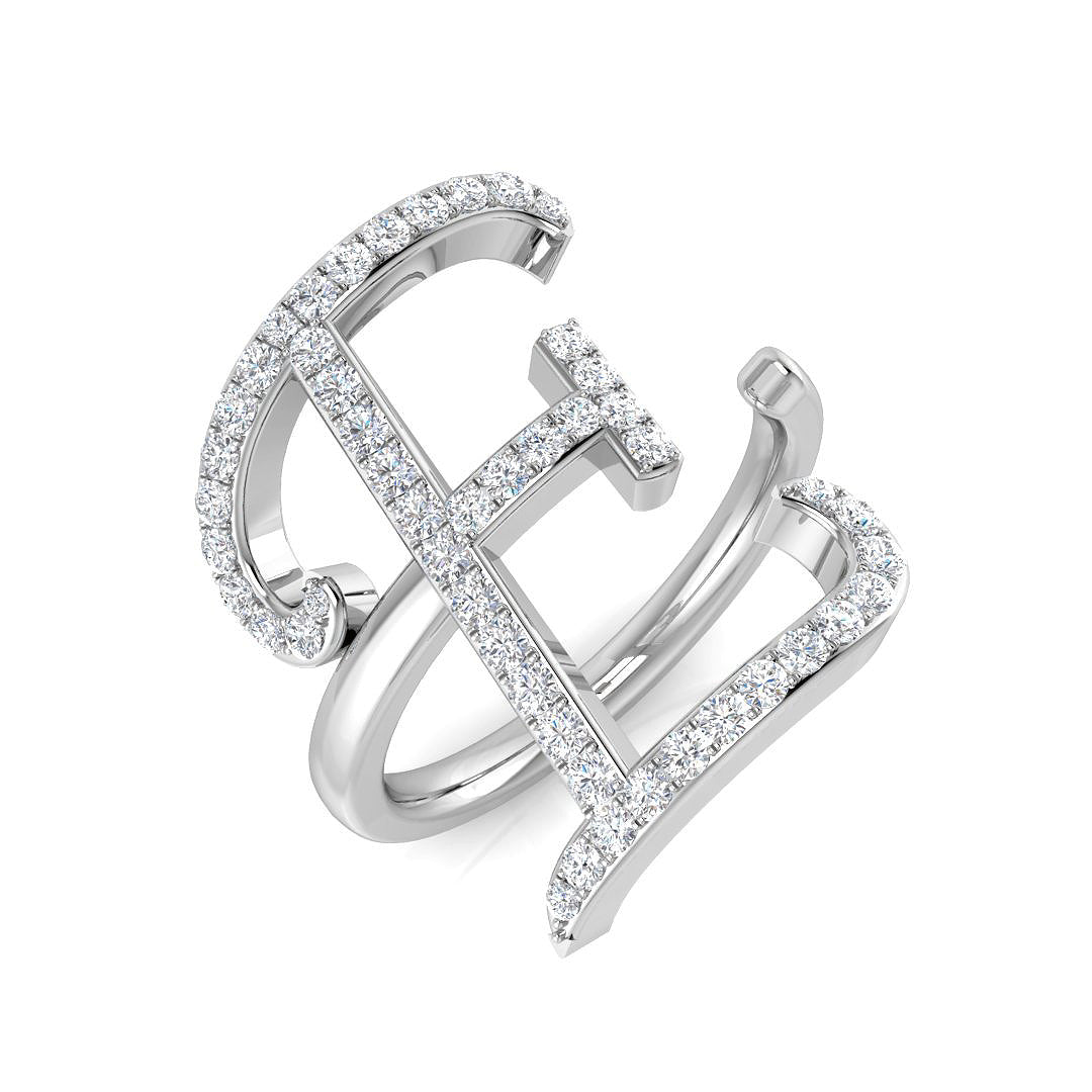 Diamond Albemarle Initials Ring | 0.5ct | Hallmarked Gold & Platinum