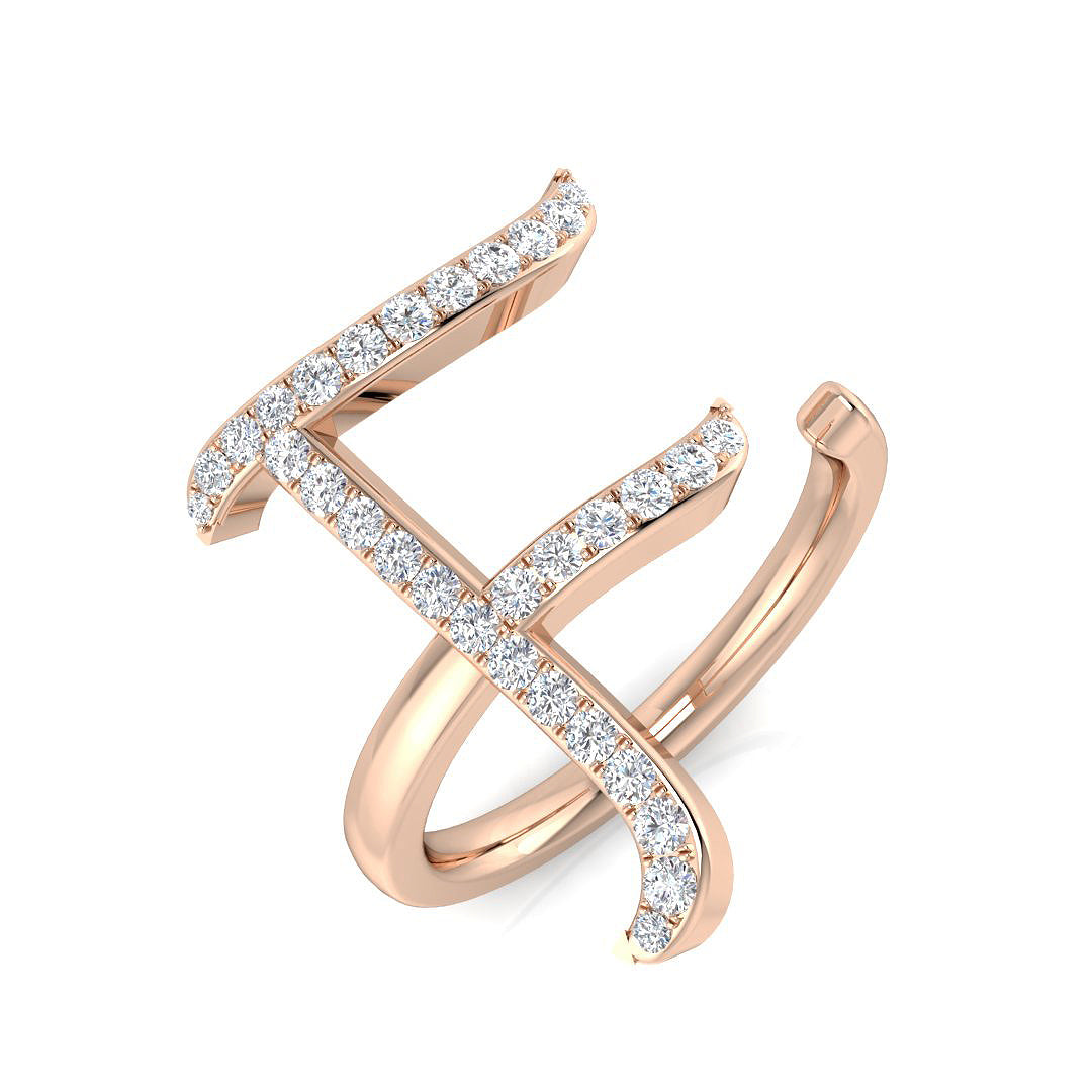 Elegant Diamond F Initial Ring 0.33ct | UK Hallmarked Gold & Platinum