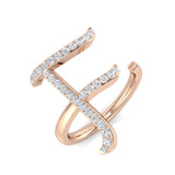 0.35 Carat Round Diamond Micro Pavé Letter F Initial Ring