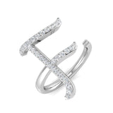 0.35 Carat Round Diamond Micro Pavé Letter F Initial Ring