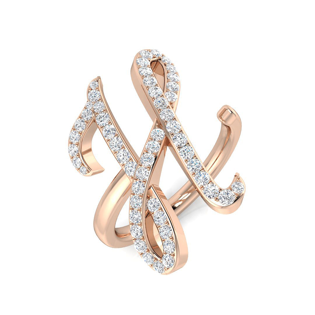 0.50ct Diamond Letter H Ring in UK Hallmarked Gold
