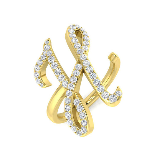 0.50ct Diamond Letter H Ring in UK Hallmarked Gold