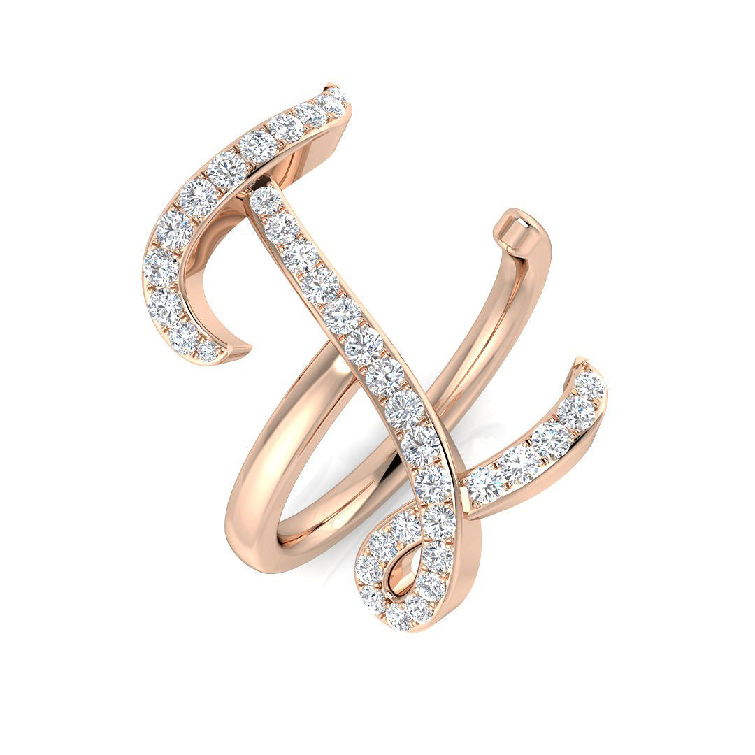 Diamond Dowbibg Initials Ring | 0.5ct | Hallmarked Gold & Platinum