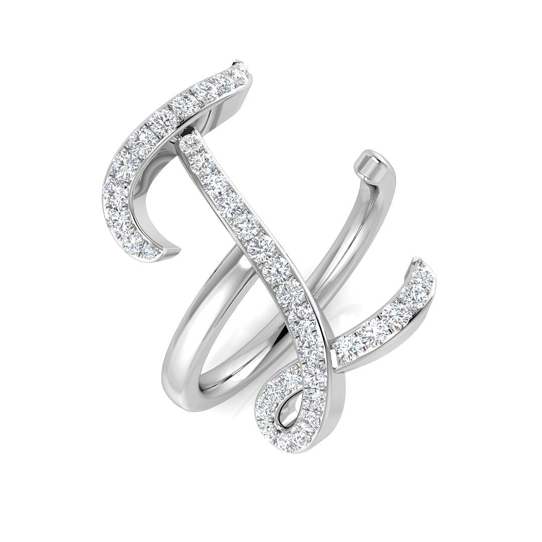 0.45 Carat Round Diamond Micro Pavé Letter I Initial Ring