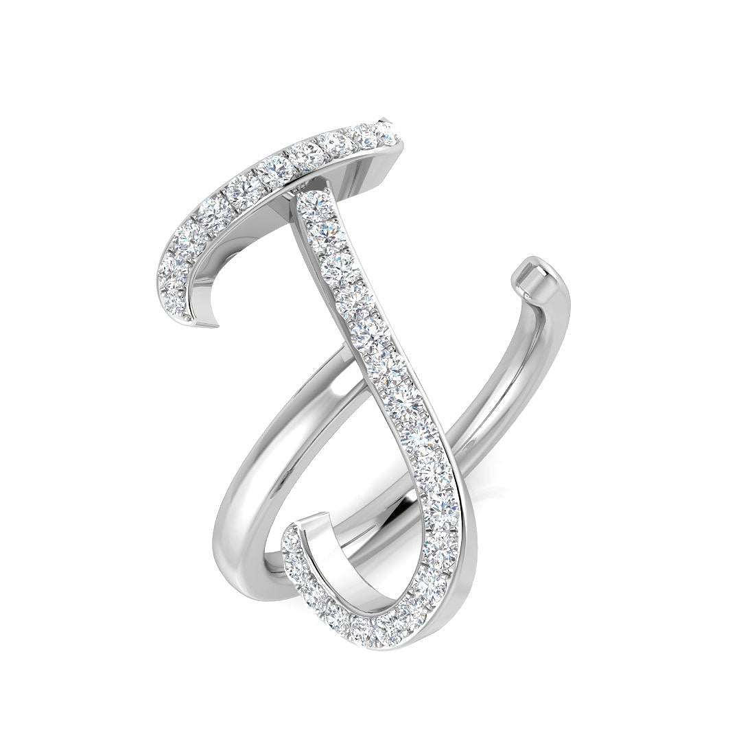 Personalised Diamond J Initial Ring 0.33ct | UK Hallmarked Gold & Platinum